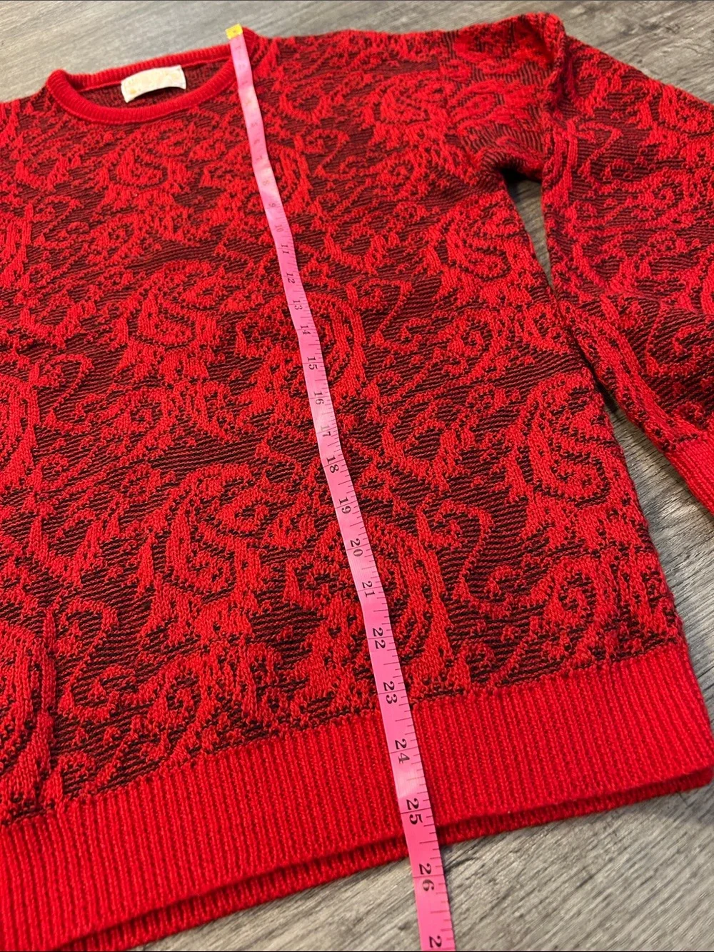 Vintage 80s Pendleton 100% Virgin Wool Sweater Made USA Red Black Paisley Medium